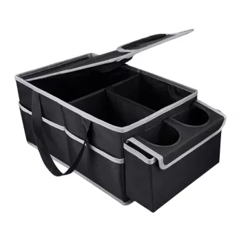 Foldable Car Seat Organizer with Cup Holder & Compartments