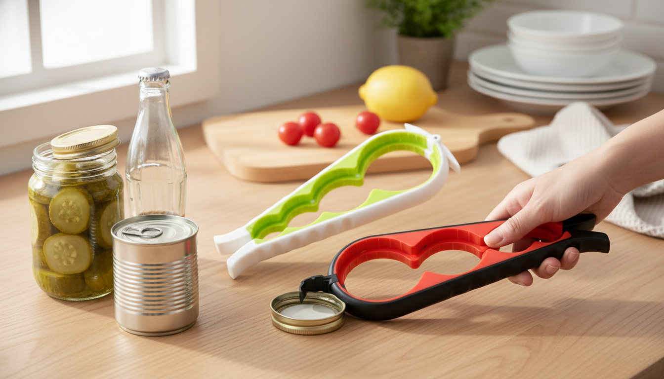 4-in-1 Bottle & Can Opener for Easy Grip and Leverage
