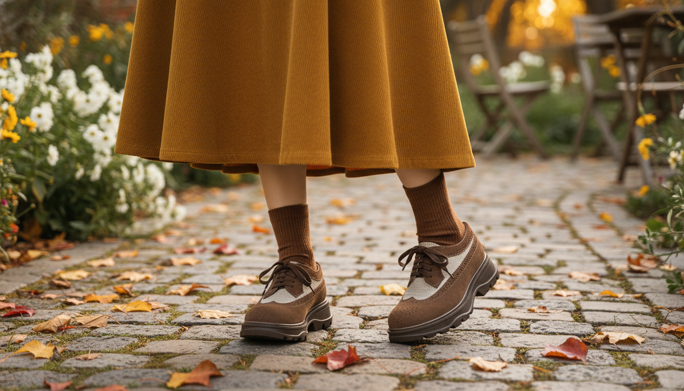Chunky-Heel Lace-Up Suede Loafers for Spring & Fall