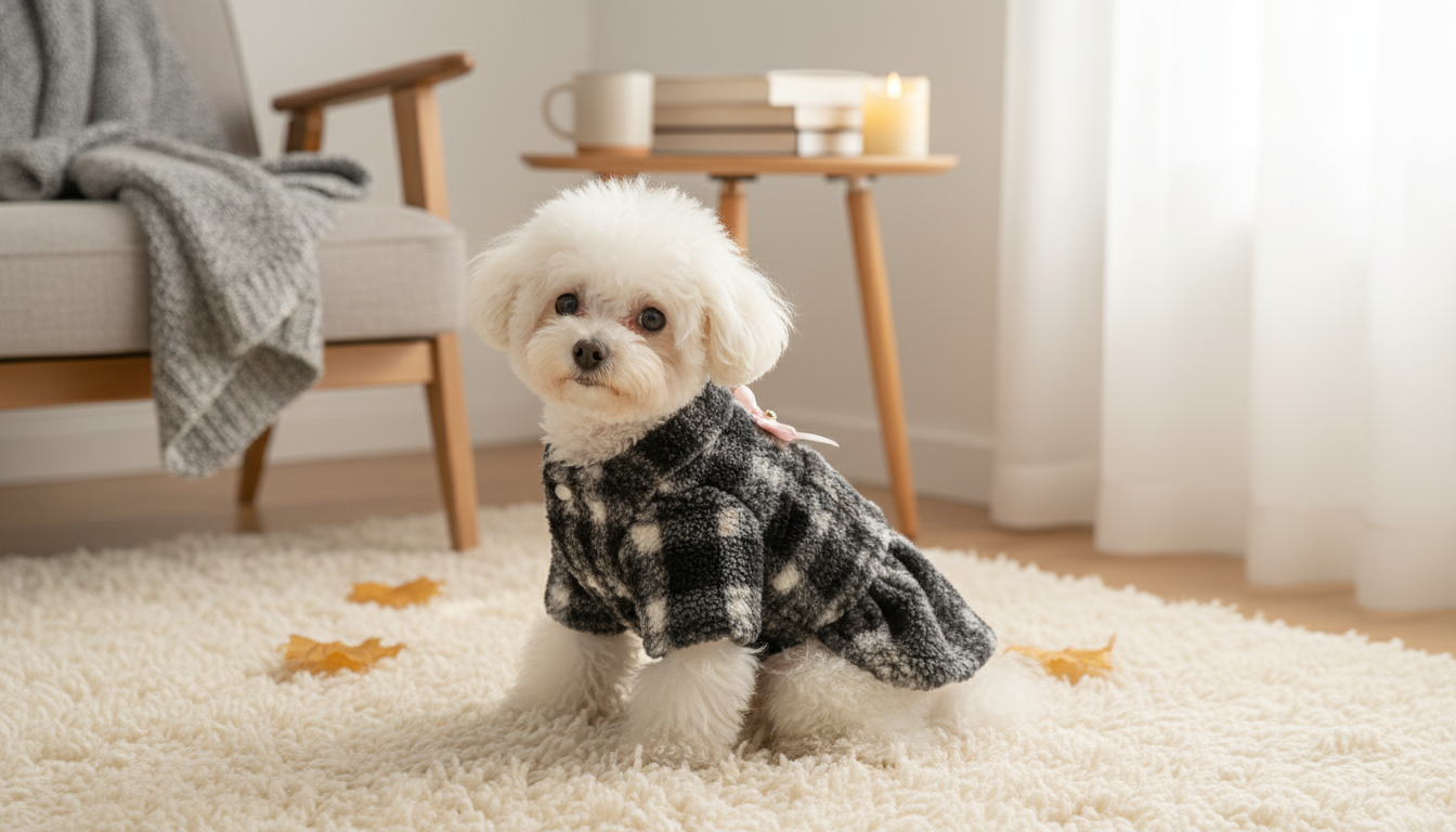 Plaid Fleece Dog Coat & Skirt: Warm Two-Leg Winter Fit