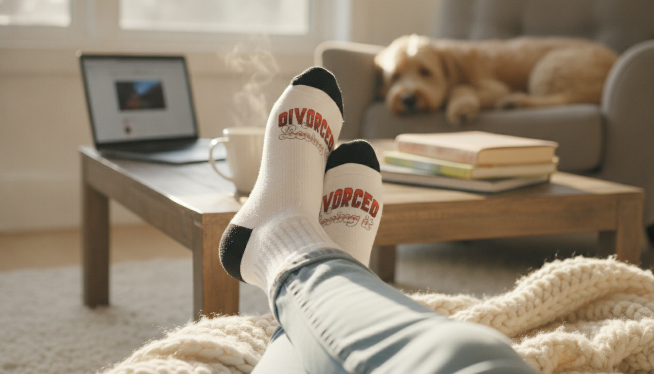 Divorced Socks: Funny Saying Printed Crew Gift