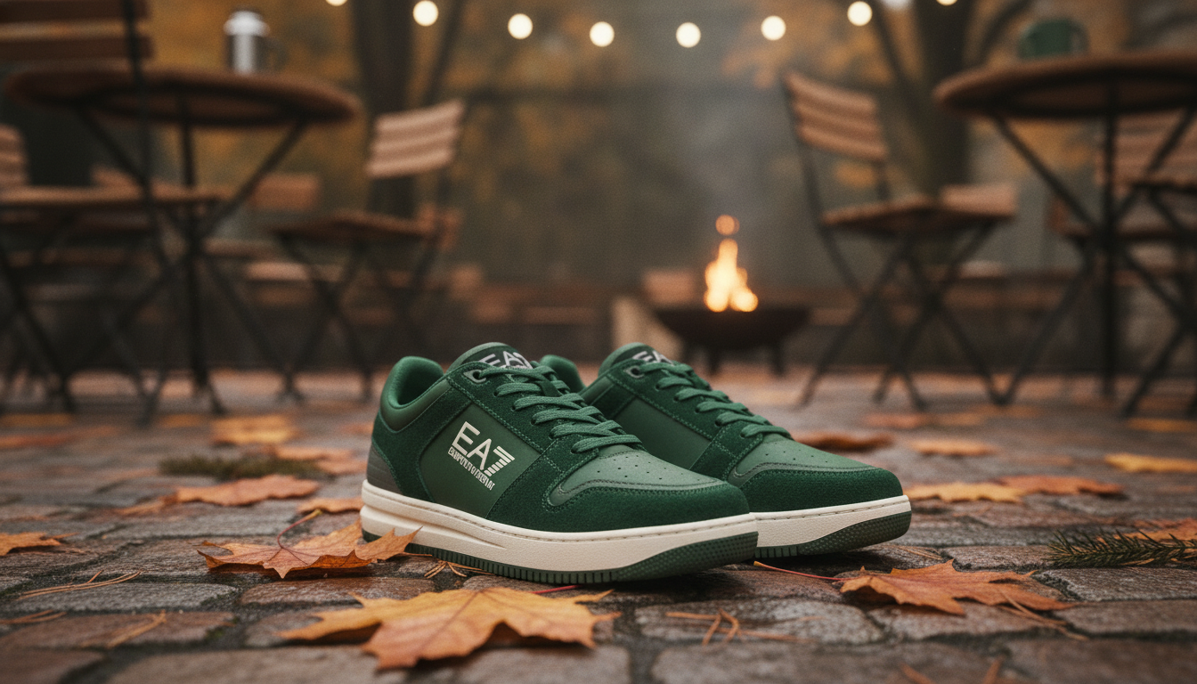 EA7 Men’s Green Lace-Up Sneakers: Fall/Winter Ready
