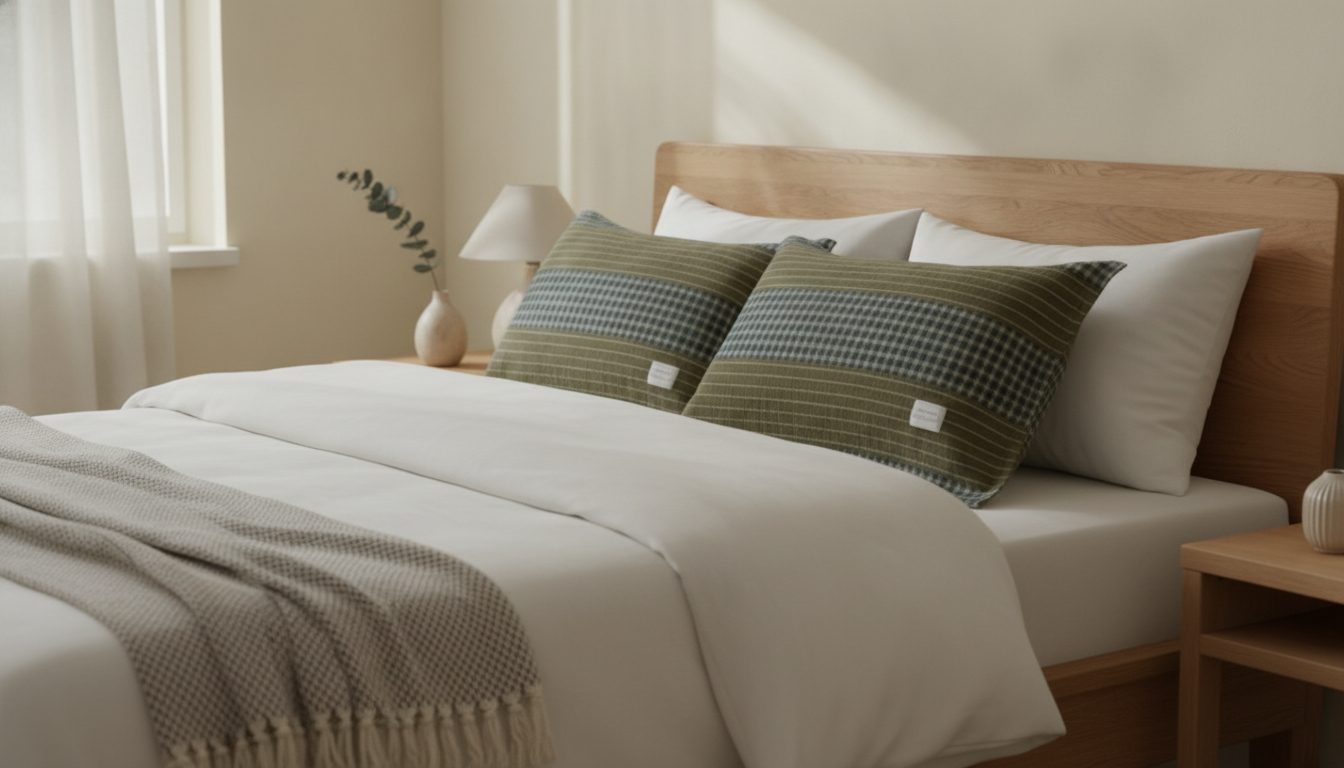 Gauze Cotton Plaid Pillow Towels (2-Pack) With Elastic