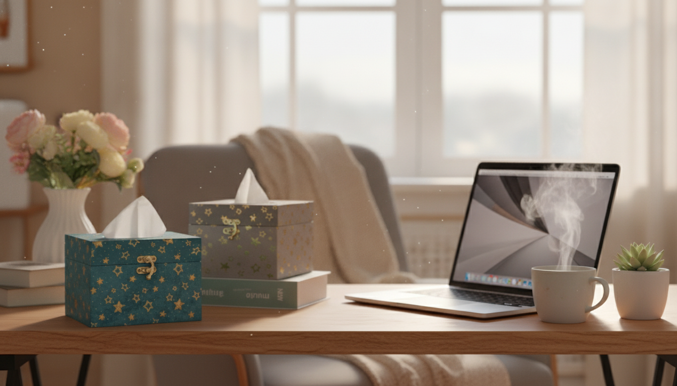 Retro Wooden Flannel Tissue Box Cover for Home & Office