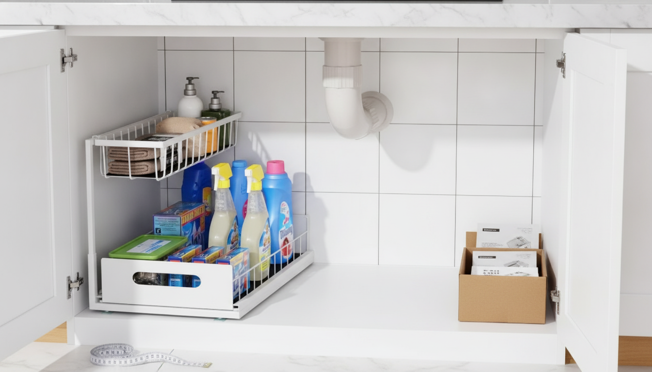 Measure, Fit, and Organize: 2-Tier Under-Sink Pull-Out