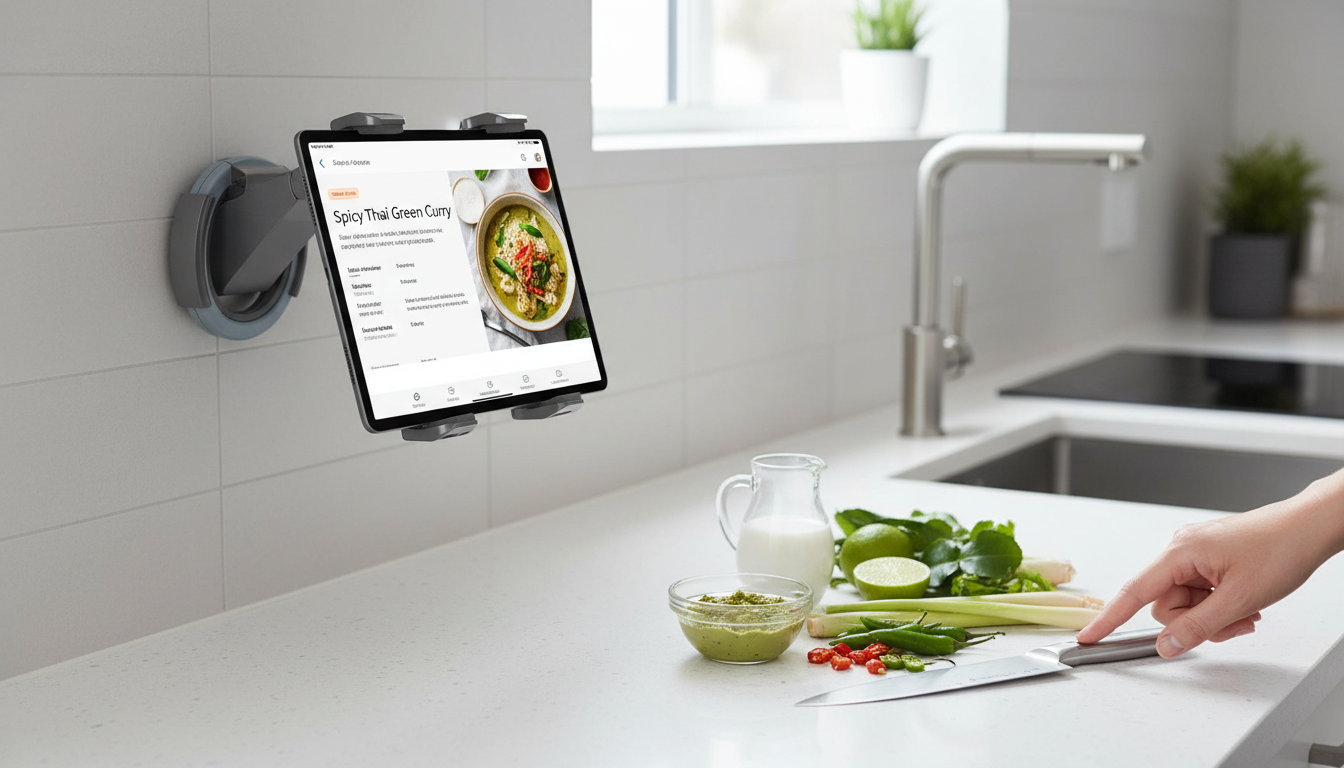 Universal Kitchen Tablet Stand: Stable Countertop Setup