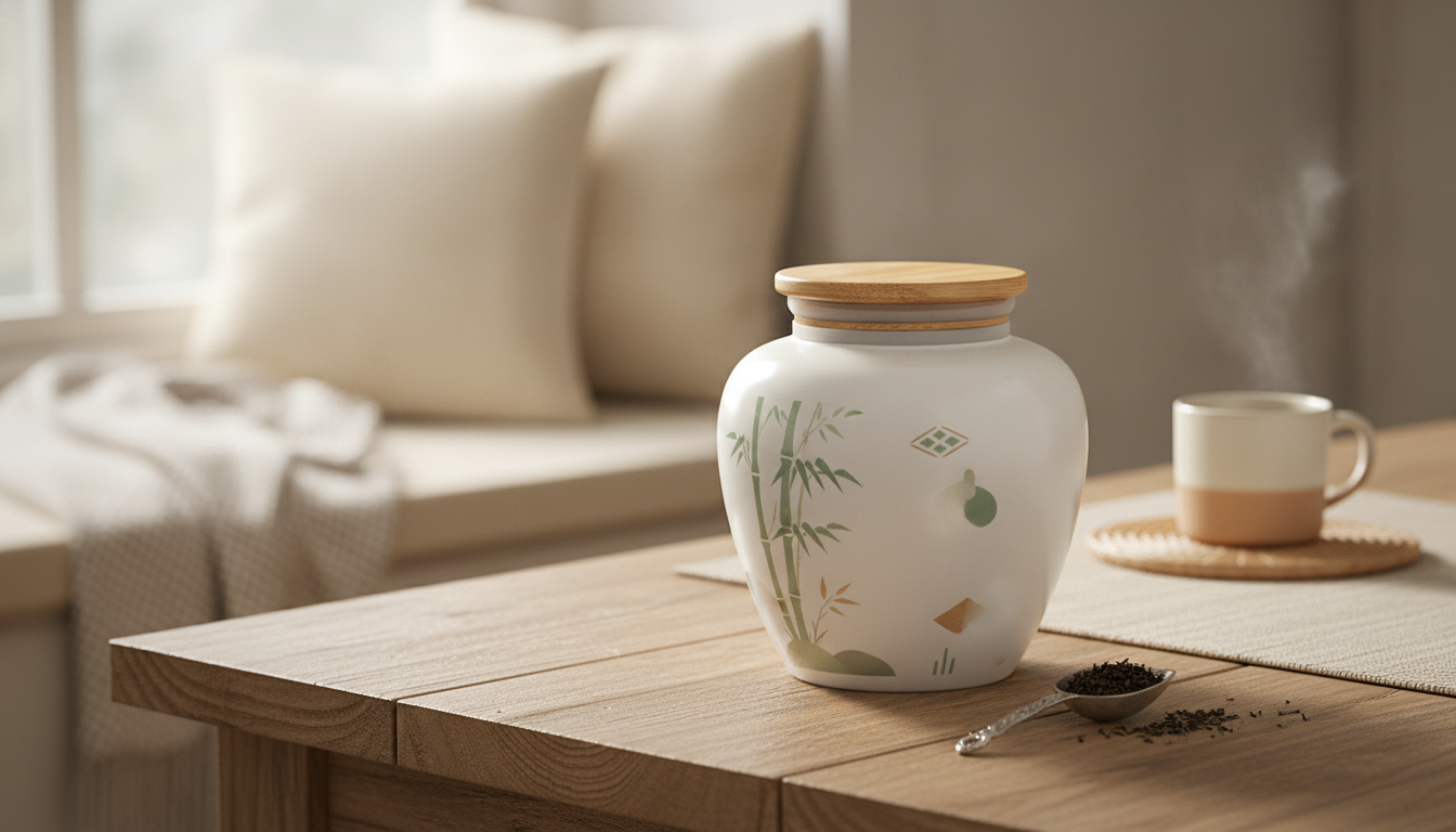 Nordic Ceramic Tea Jar: 1000ml, Double-Seal Freshness
