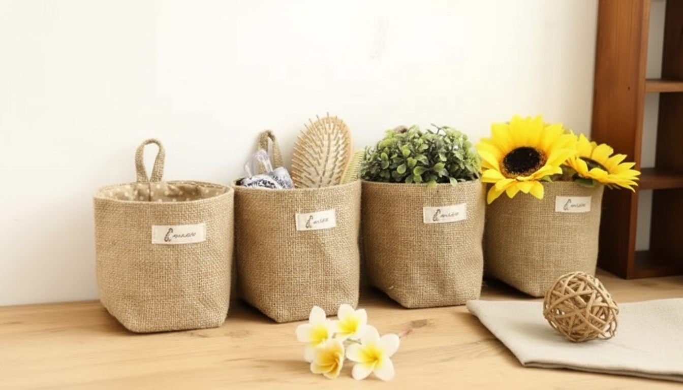 Mini Jute Basket with Cotton Lining for Tidy Drop Zones