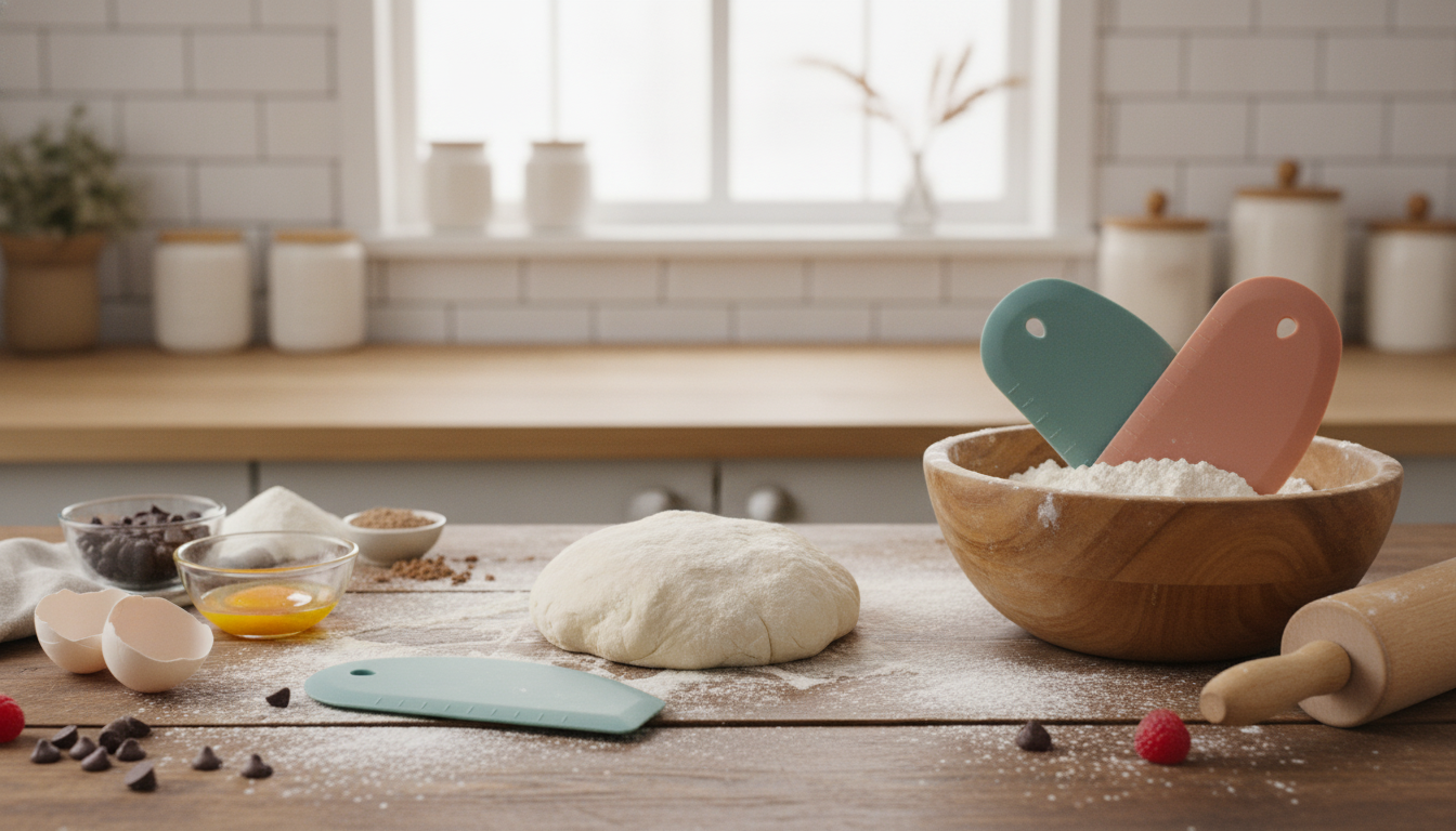 Soft Silicone Scraper & Dough Cutter for Cleaner Baking