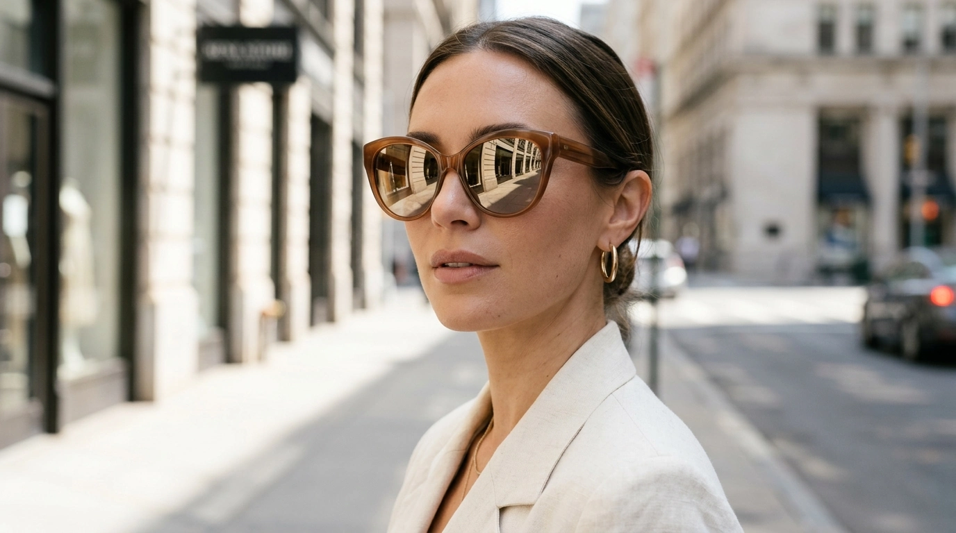 Tom Ford Brown Butterfly Sunglasses with Mirrored Lenses