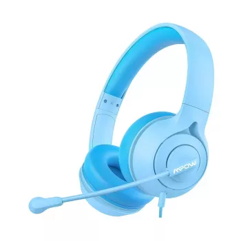 Kids Wired On-Ear Headphones: Mic + Safe Volume (3.5mm)