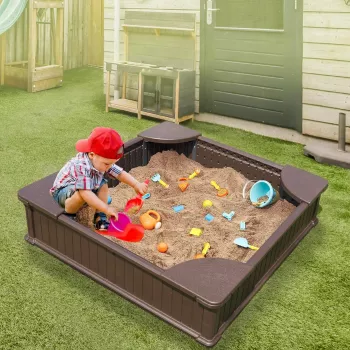 Covered Kids Sandbox with Seats: Clean, Cozy Backyard Play