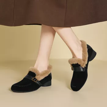 Cozy Winter Suede Slip-On Loafers for Women