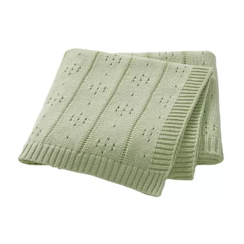 Breathable Cotton Knit Baby Blanket for Crib & Stroller