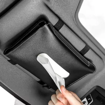 PU Leather Sun Visor Tissue Holder for Easy One-Hand Pulls