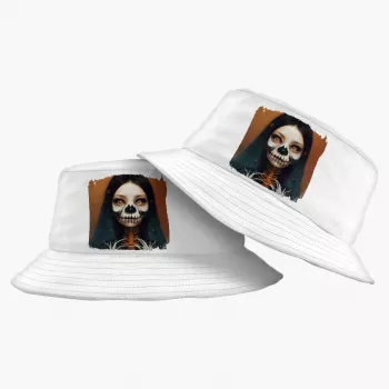 Creepy Girl Gothic Skeleton Bucket Hat: Dark Street Style