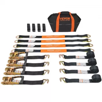 4 Ratchet Tie-Down Straps with Metal Buckles for Travel