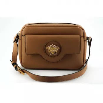 Versace Brown Calf Leather Camera Case Bag: Day to Night