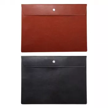 A4 Large-Capacity Leather Document Pouch for Work & School