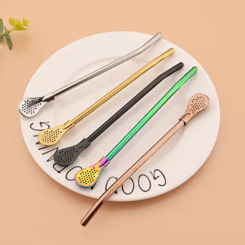 Colorful Stainless Steel Mate Bombilla Straws (2-Pack)