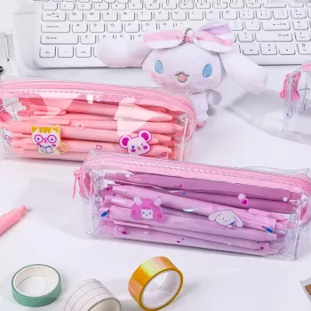 Clear Kawaii Bear Pencil Case: Large, Cute, See-Through